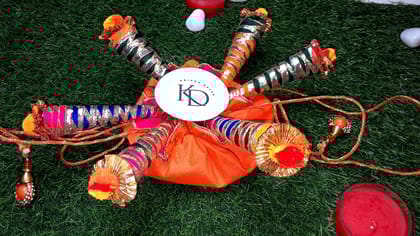 Mehndi Ceremony Platter with Natural Henna Cones( Pack of 6)