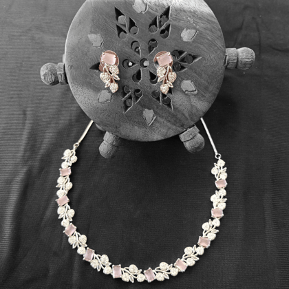  Buy Ellnora's Pink Stone Necklace Set with Earrings Online at Best Price in India