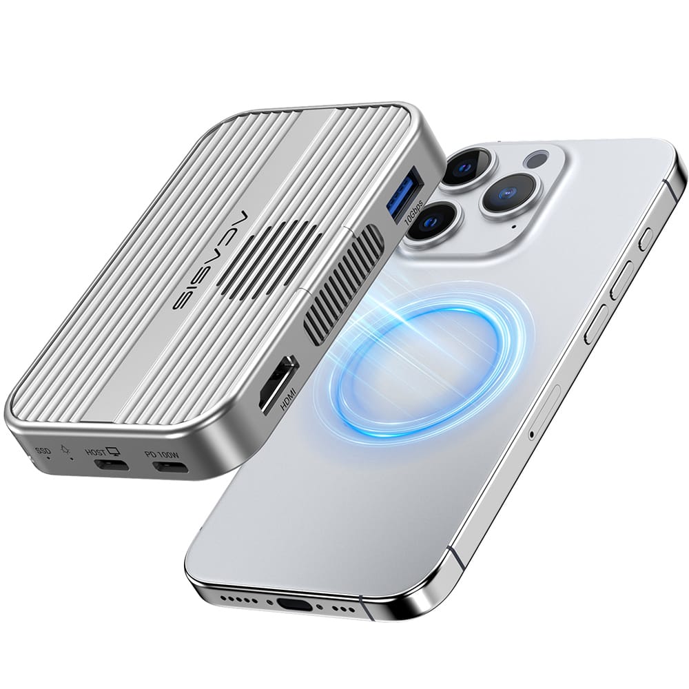 ACASIS 6-in-1 USB-C M.2 2280/2260/2242/2230 SSD Enclosure + Docking Station with Magsafe for iPhone 15/16 Pro/Max ProRes, M/B+M Key UASP