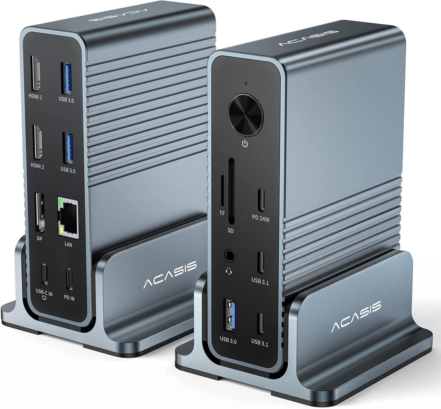 ACASIS USB C 15-in-1 Docking Station Triple Display Monitor, 100W PD, Dual 4KHDMI, DP 4K60Hz, 2*USB 3.1, 3*USB 3.0, LAN, SD/TF, Audio, for Mac/Windows