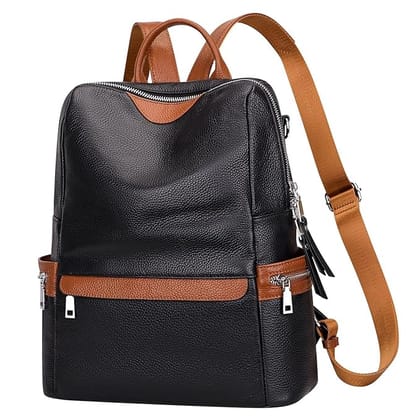ProArch Genuine Leather Backpack Purse for Women Convertible Shoulder Bag (Black)