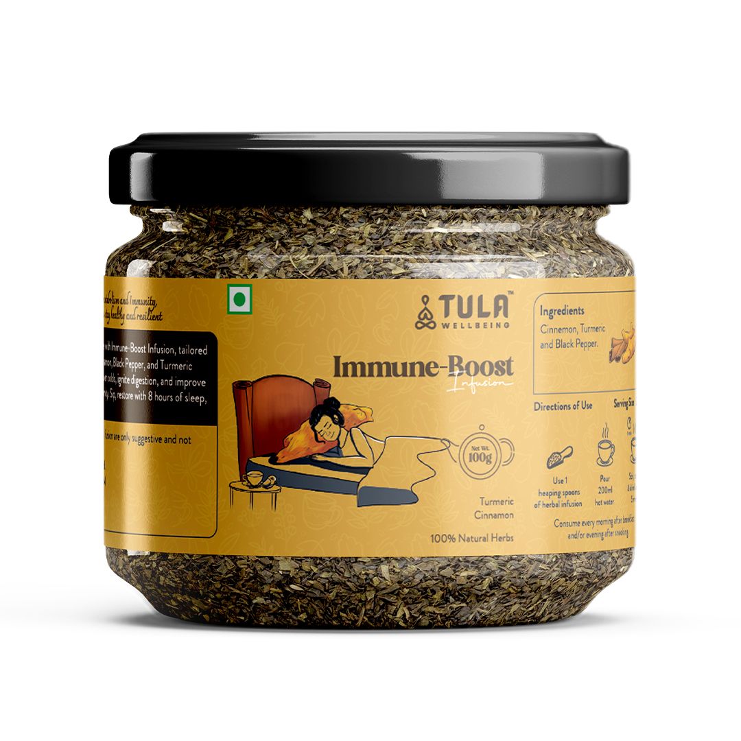 TULA Wellbeing Immune-Boost Infusion | 100% Natural Herbs | Functional Tea with Cinnamon, Turmeric & Black Pepper | Boosts Immunity & Metabolism | 100g (50 Servings)