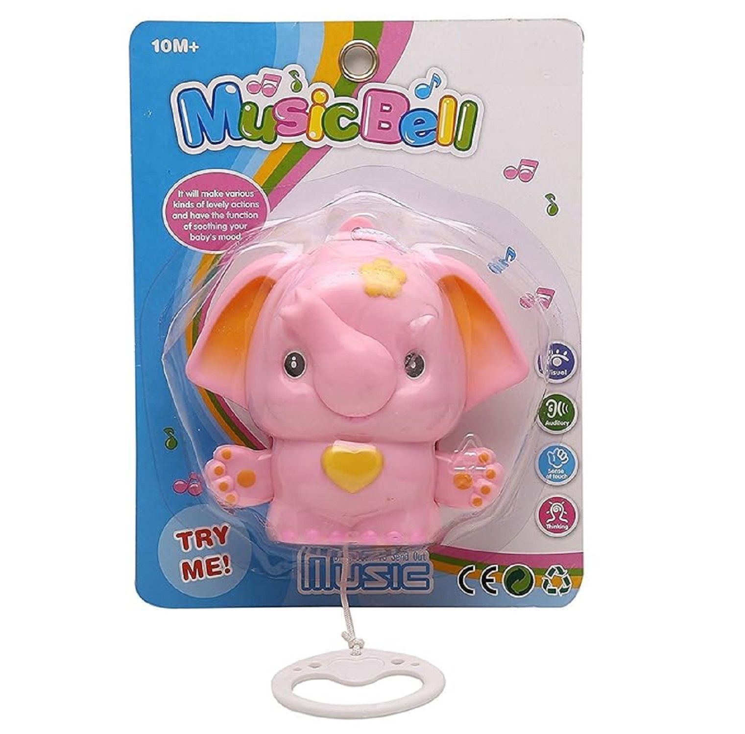 KTRS ENTERPRISE Hanging Elephant Music Bell for Babies Soft and Safe Hanging Toy Calming Music for Infants Stimulates Sensory Development