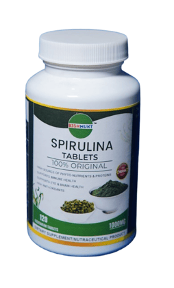 BISHMUKT Spirulina Tablets - 100% Original, Supports Immune Health, Eye & Brain Health, 120 Vegetarian Tablets, 1000mg BISHMUKT Spirulina Tablets - 100% Original, Supports Immune Health, Eye & Brain Health, 120 Vegetarian Tablets, 1000mg