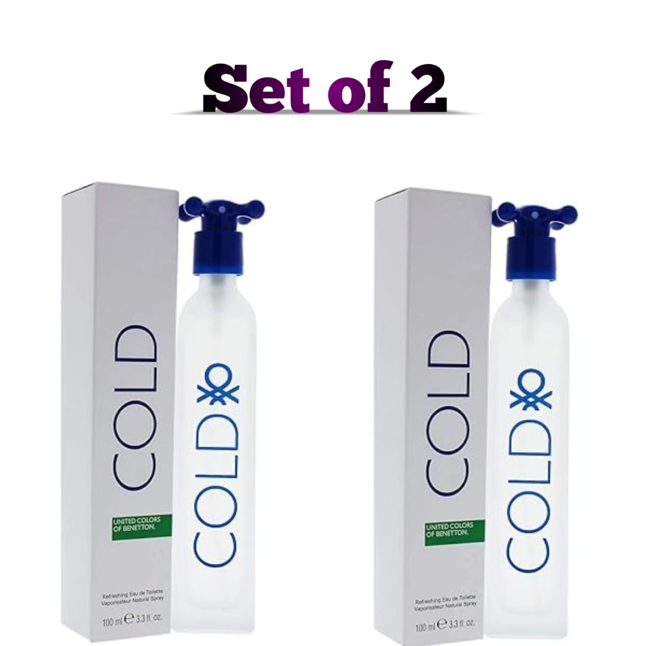 United Colours of Benetton Cold EDT for Men, 100ml Perfume Set of 2 Perfume