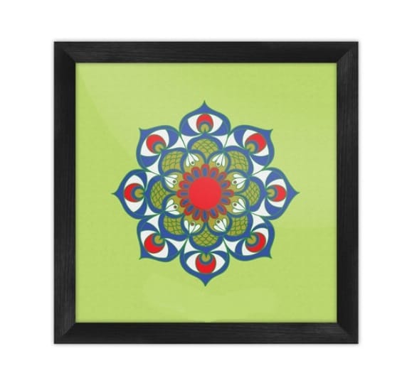 Floral Mandala Print Wooden Painting Frame