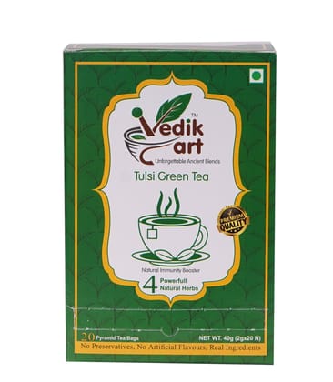 Tulsi Green Tea, a Natural Immunity Booster with 4 Powerful Natural Herbs, No Preservatives, No Artificial Flavors, Real Ingredients Tulsi Green Tea, a Natural Immunity Booster with 4 Powerful Natural Herbs, No Preservatives, No Artificial Flavors, Real Ingredients