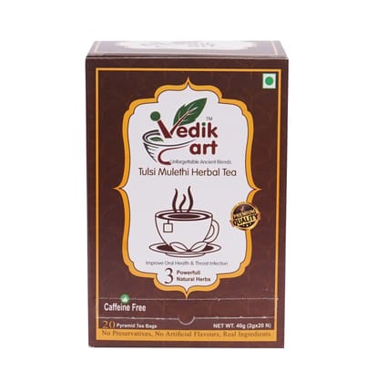 Tulsi Mulethi Herbal Tea - Caffeine-Free, 20 Pyramid Tea Bags - Improve Oral Health & Throat Infection - 100% Natural Herbs - No Preservatives, No Artificial Flavors, Real Ingredients" Tulsi Mulethi Herbal Tea - Caffeine-Free, 20 Pyramid Tea Bags - Improve Oral Health & Throat Infection - 100% Natural Herbs - No Preservatives, No Artificial Flavors, Real Ingredients"