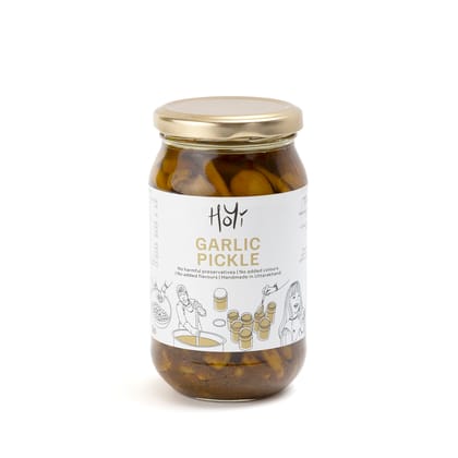 HoYi Garlic Pickle 200gm - Himalayan Garlic with fresh spices, mustard oil used
