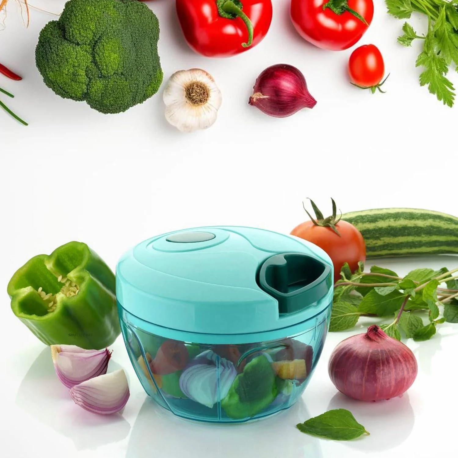 Vegetable 450 ml Round Quick Handy Dori Chopper with 3 Stainless Steel Blade a