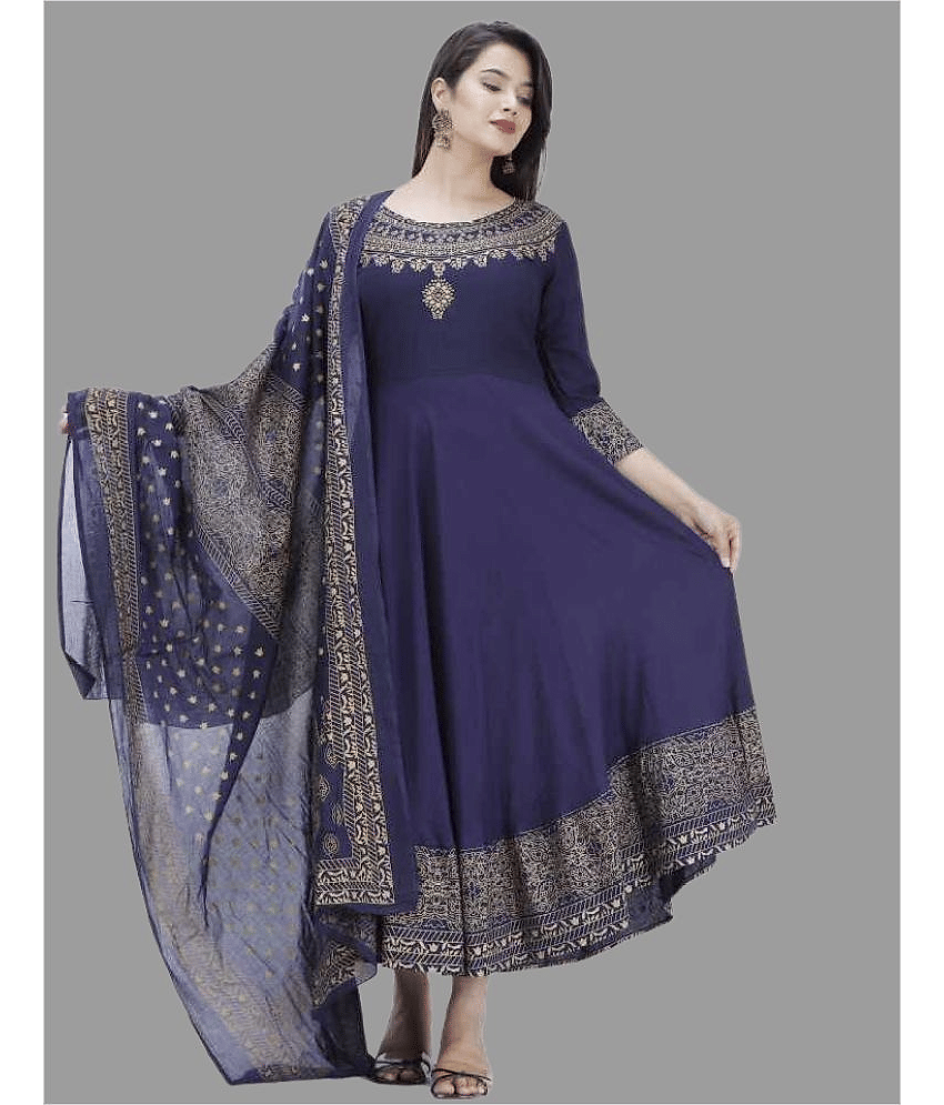 SIPET - Blue Rayon Women's Flared Kurti ( Pack of 1 )