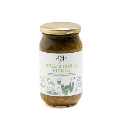 HoYi Green Chilli Pickle 200gm - Fresh chillies and spices, mustard oil used