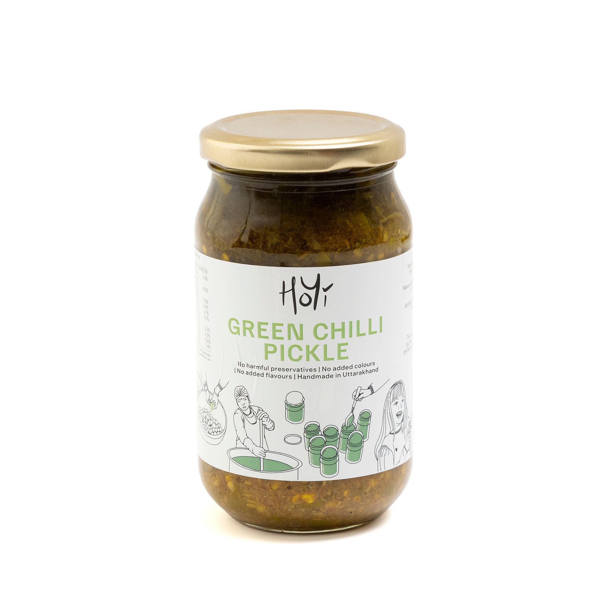 HoYi Green Chilli Pickle 200gm - Fresh chillies and spices, mustard oil used