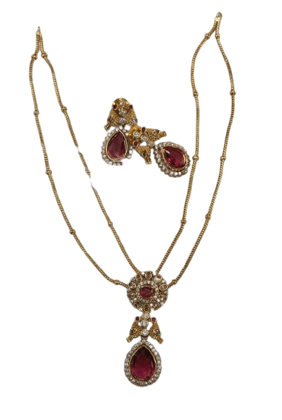 Buy Traditional Indian Gold Plated Ruby Necklace Set with Earrings for Women Online Buy Traditional Indian Gold Plated Ruby Necklace Set with Earrings for Women Online