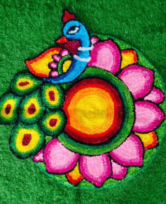 2x2 Feet Floor Rangoli Design Backdrop.
