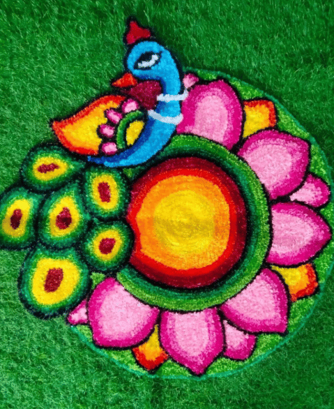2x2 Feet Floor Rangoli Design Backdrop.