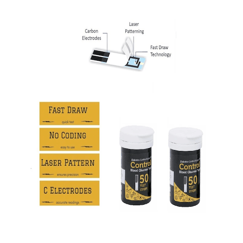 Control Blood Glucose Test Strips - 100 Count (Pack of 2) 