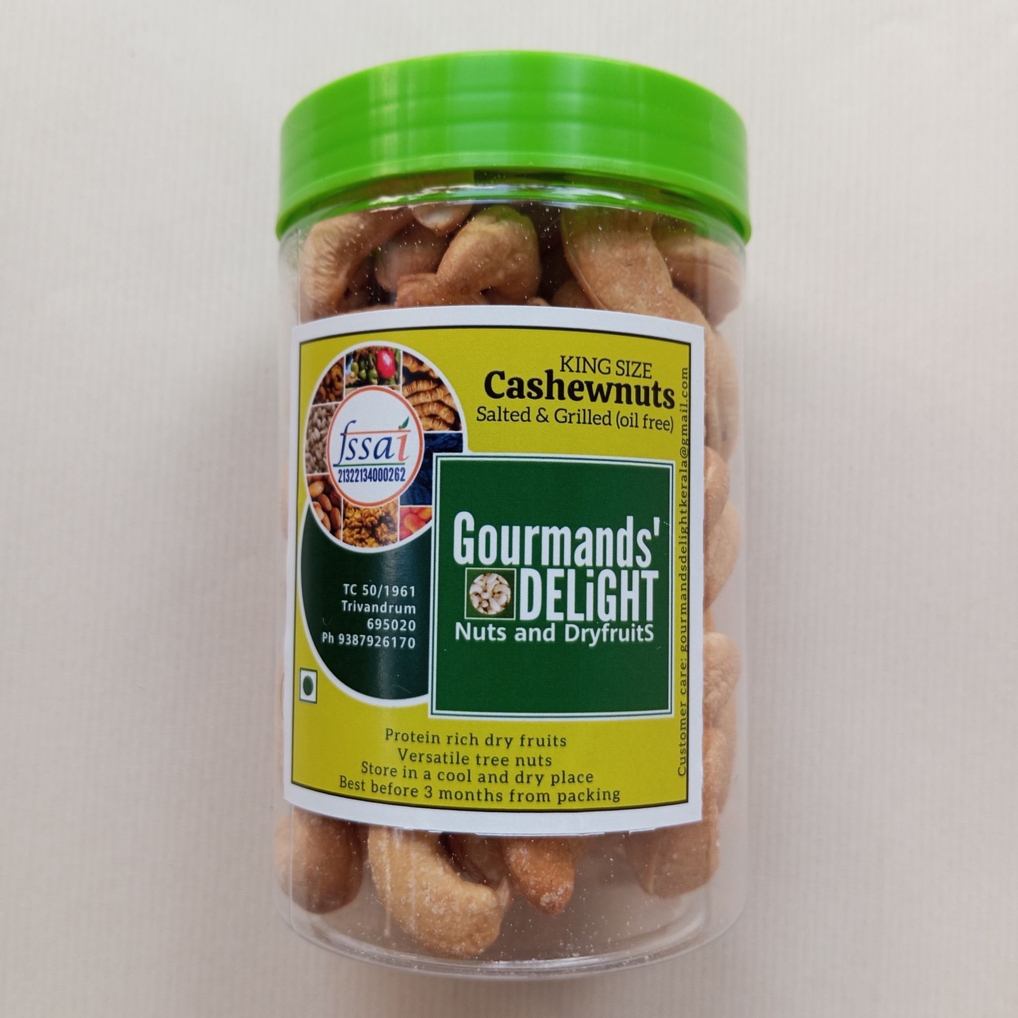 Gourmands' Delight - King size Salted Cashewnuts (oil free)  400 gms