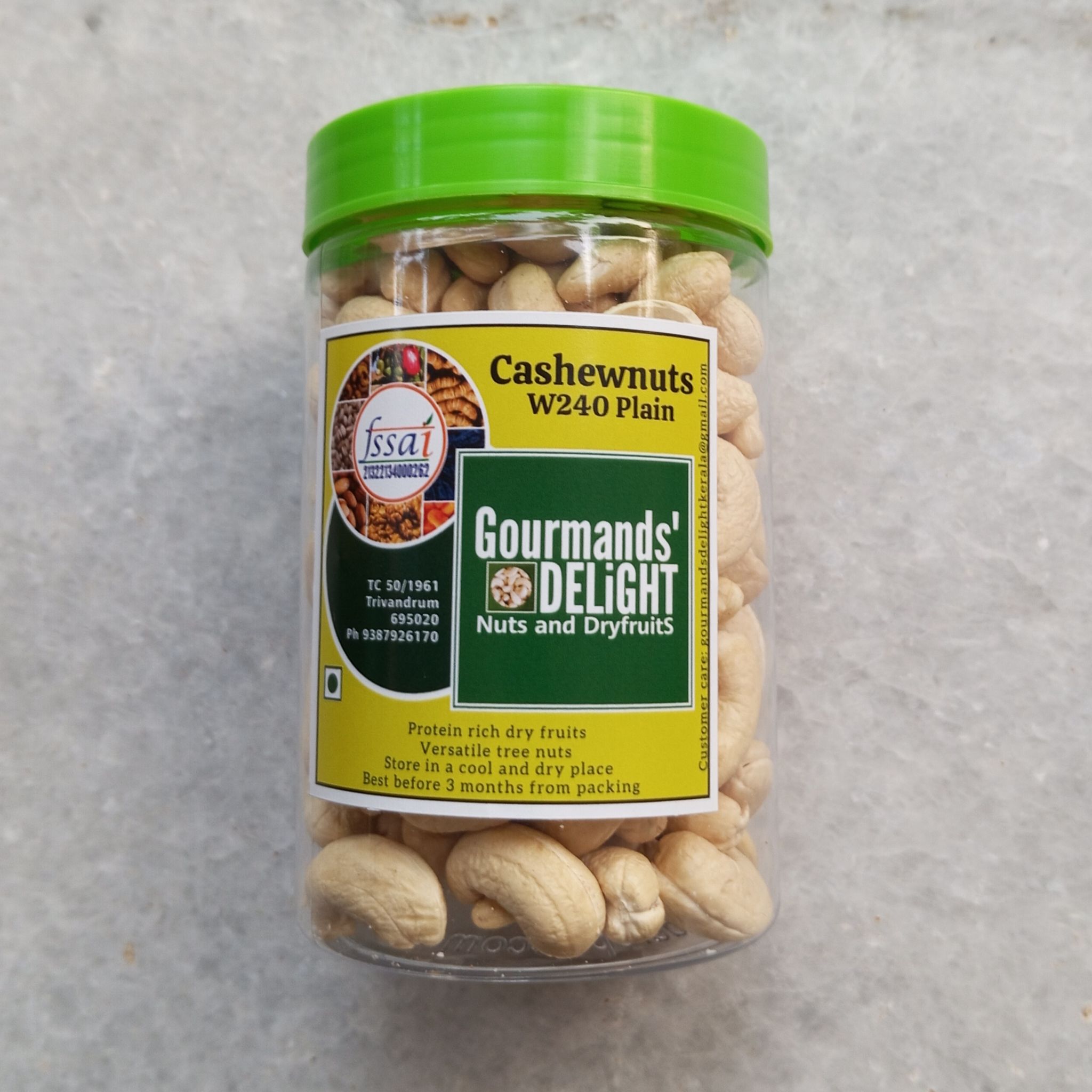 Gourmands' Delight - Plain Cashewnuts W240  500 gms