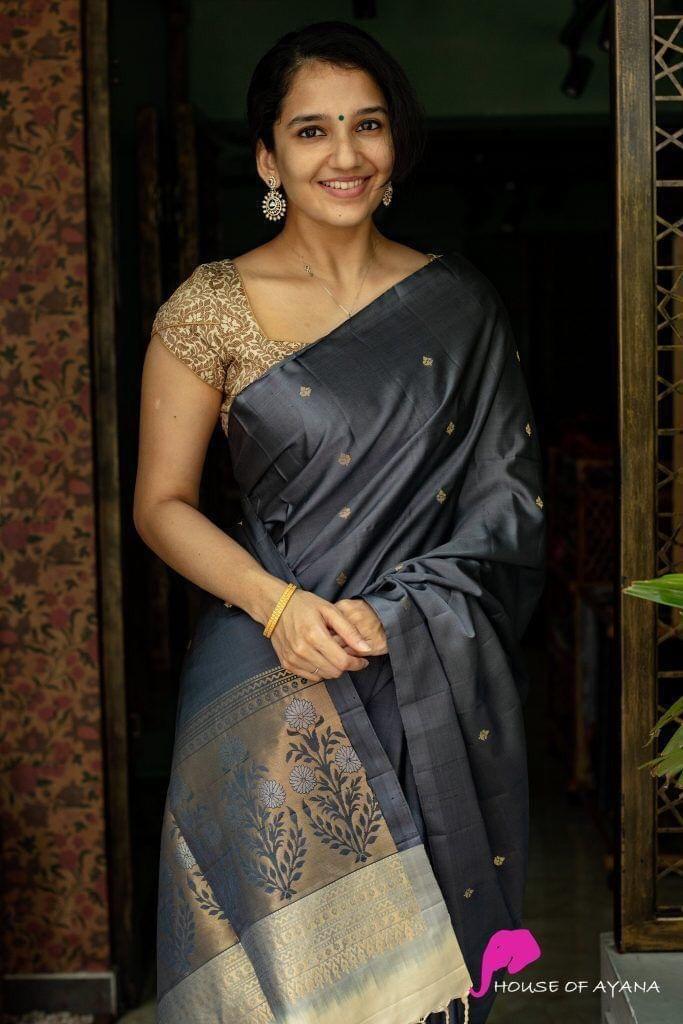 Zari Work Silk Saree With Blouse Piece