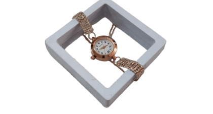  Women's Rose Gold Rhinestone Watch with Bangle Bracelet