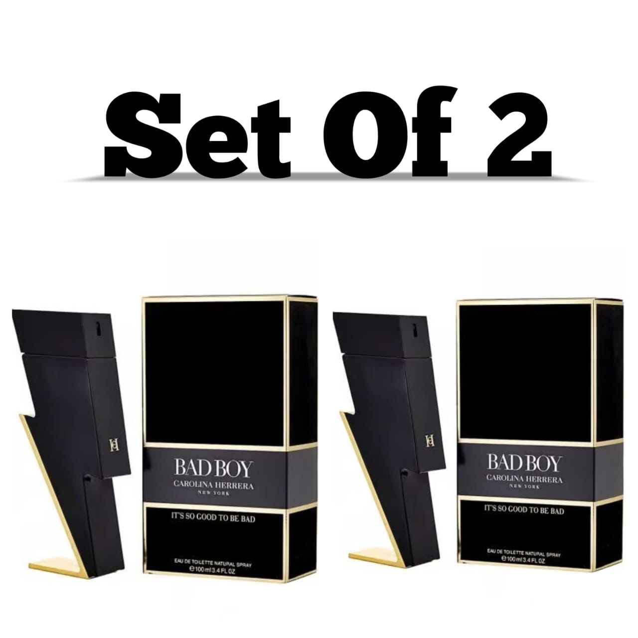 Carolina Herrera Bad Boy Eau De Toilette 100ml Men’s Perfume set of 2 Perfume