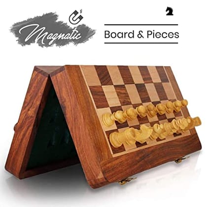 10X10 INCH SOUVNEAR Wooden Handcrafted Foldable Magnetic Chess Board Set with 32 Magnetic Pieces for 2 Players Kids and Adults (Brown Yellow) 10X10 INCH SOUVNEAR Wooden Handcrafted Foldable Magnetic Chess Board Set with 32 Magnetic Pieces for 2 Players Kids and Adults (Brown Yellow)