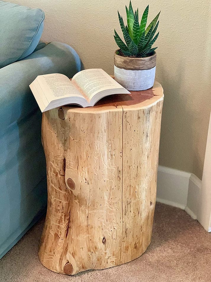 Sahaj Hast Rustic Wooden Tree Stump Table - Unique Natural Accent for Home Decor
