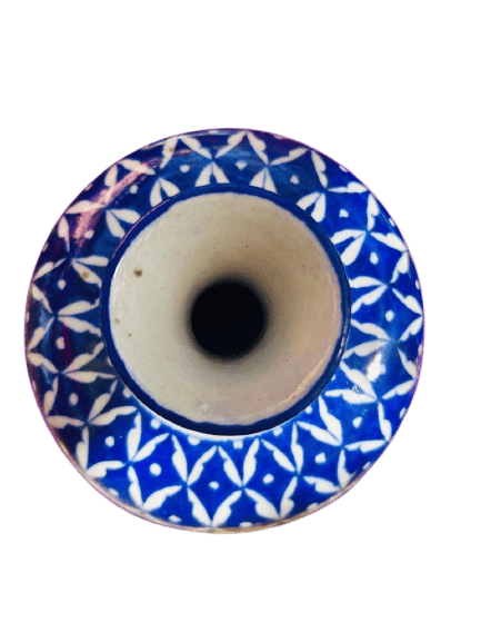 Blue and White Porcelain Bud Vase with Floral Pattern