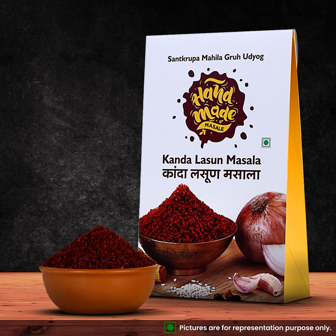 Handmade Masale Onion Garlic Masala / Kanda Lasun Masala Powder for Cooking - 100% Natural and Authentic Indian Spices