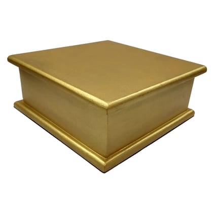 Define Art Pedestal Statue Base Pooja Chowki for Figurine Idol & Showpiece Decoration Home Decor Gold Color Square Shape (6 inch x 6 inch x 2.5 inch Height)