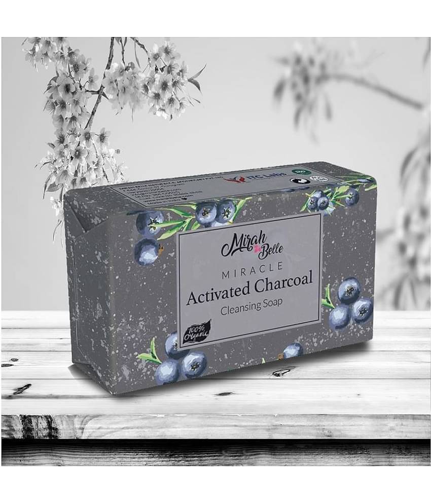 Mirah Belle - Organic Activated Charcoal Cleansing Soap 125gm (pack of 2) - For Clogged Pores, Handmade Soap 250gm