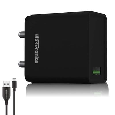 Portronics Adapto One,18W 3A Mach USB Charging Adaptor,Comes with 1M Type-C Cable Single Port Wall Charger for Iphone11/Xs/Xs Max/Xr/X/8/7/6/Plus,Ipad Pro/Air2/Mini3/Mini 4,Samsung S4/S5&More,Black Portronics Adapto One,18W 3A Mach USB Charging Adaptor,Comes with 1M Type-C Cable Single Port Wall Charger for Iphone11/Xs/Xs Max/Xr/X/8/7/6/Plus,Ipad Pro/Air2/Mini3/Mini 4,Samsung S4/S5&More,Black