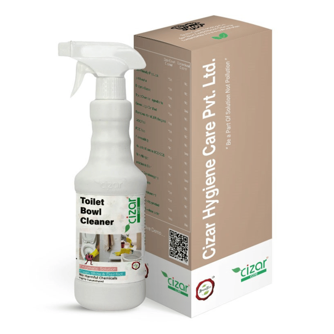 Cizar Natural Toilet Bowl Cleaner Liquid I GreenPro Certified, Organic, Non-toxic & Eco-friendly | Removes Limescale & Yellow Stain - 650 ml
