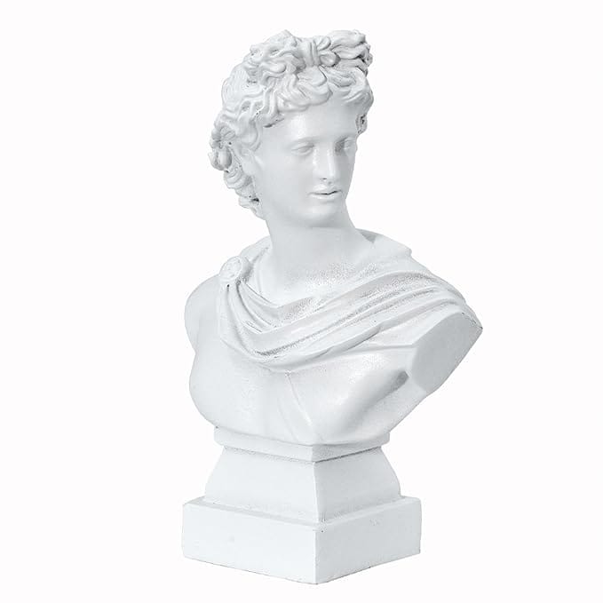 White Apollo Statue Bust Sculpture Greek Mythology God of Music and Poetry