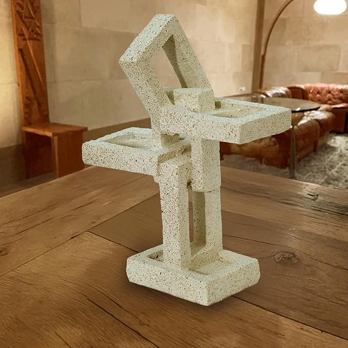 Unique Stoneware Sculpture - Handmade Abstract Home Decor - Modern Geometric Art