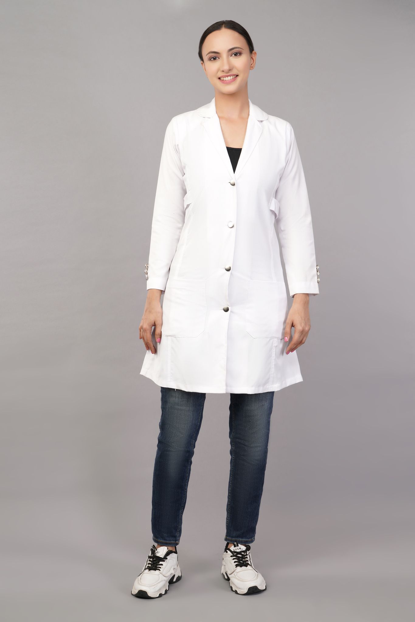  Women's White Lab Coat - Professional Medical Uniform Long Sleeve Doctor's Coat  