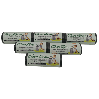 Clean Throw Black Garbage Bags Medium (Pack of 6) | 19 x 21 inches | Strong & Leakproof with Detachable Tie-Tape | 30 Bags Per Roll | Ideal for Home, Office, Kitchen, Wet and Dry Waste Disposal Clean Throw Black Garbage Bags Medium (Pack of 6) | 19 x 21 inches | Strong & Leakproof with Detachable Tie-Tape | 30 Bags Per Roll | Ideal for Home, Office, Kitchen, Wet and Dry Waste Disposal