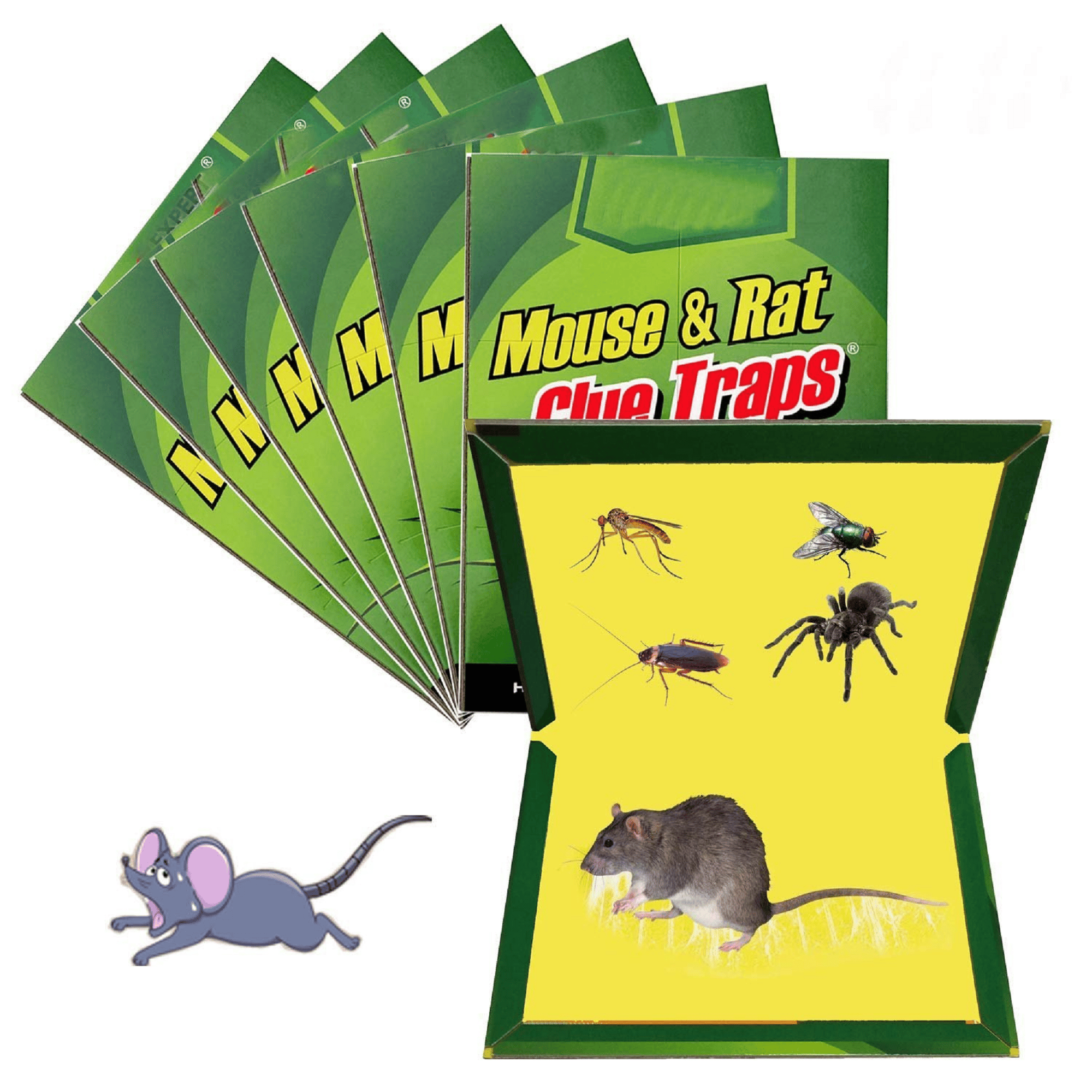 Mouse and Rat Glue Traps pack of 6 Non Toxic and Safe for humans - Easy to Use and Disposable - Perfect for Home, Kitchen, Garage, and Garden