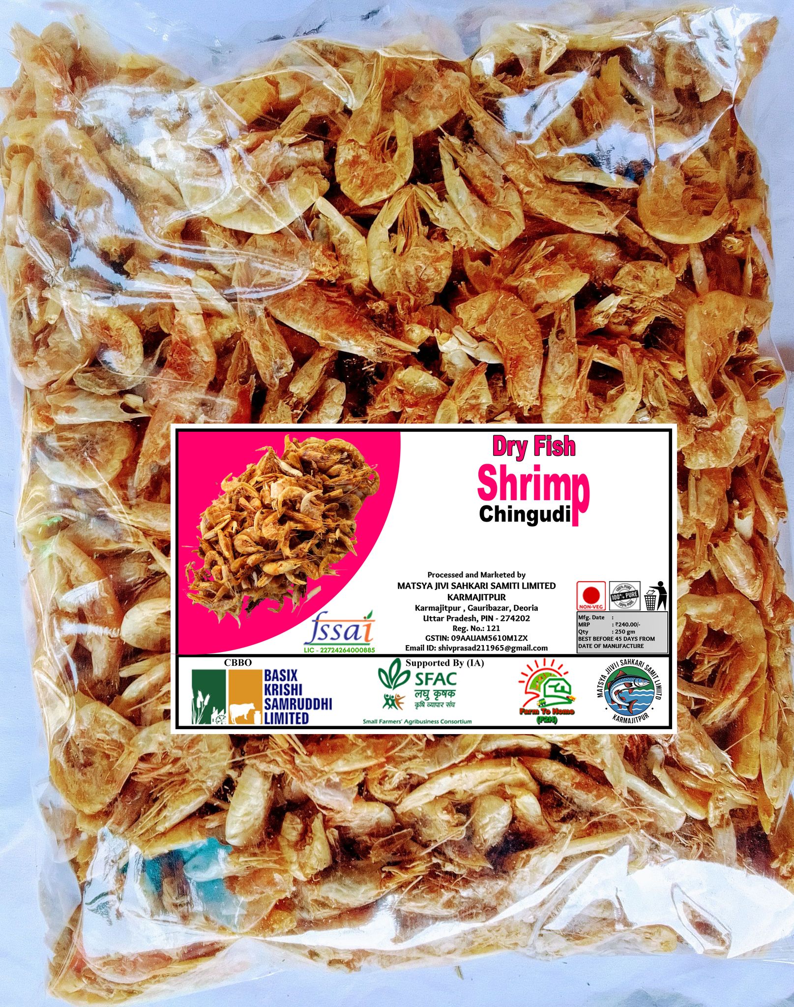 Dry Fish Shrimp Chingudi - 250gm - 100% Pure