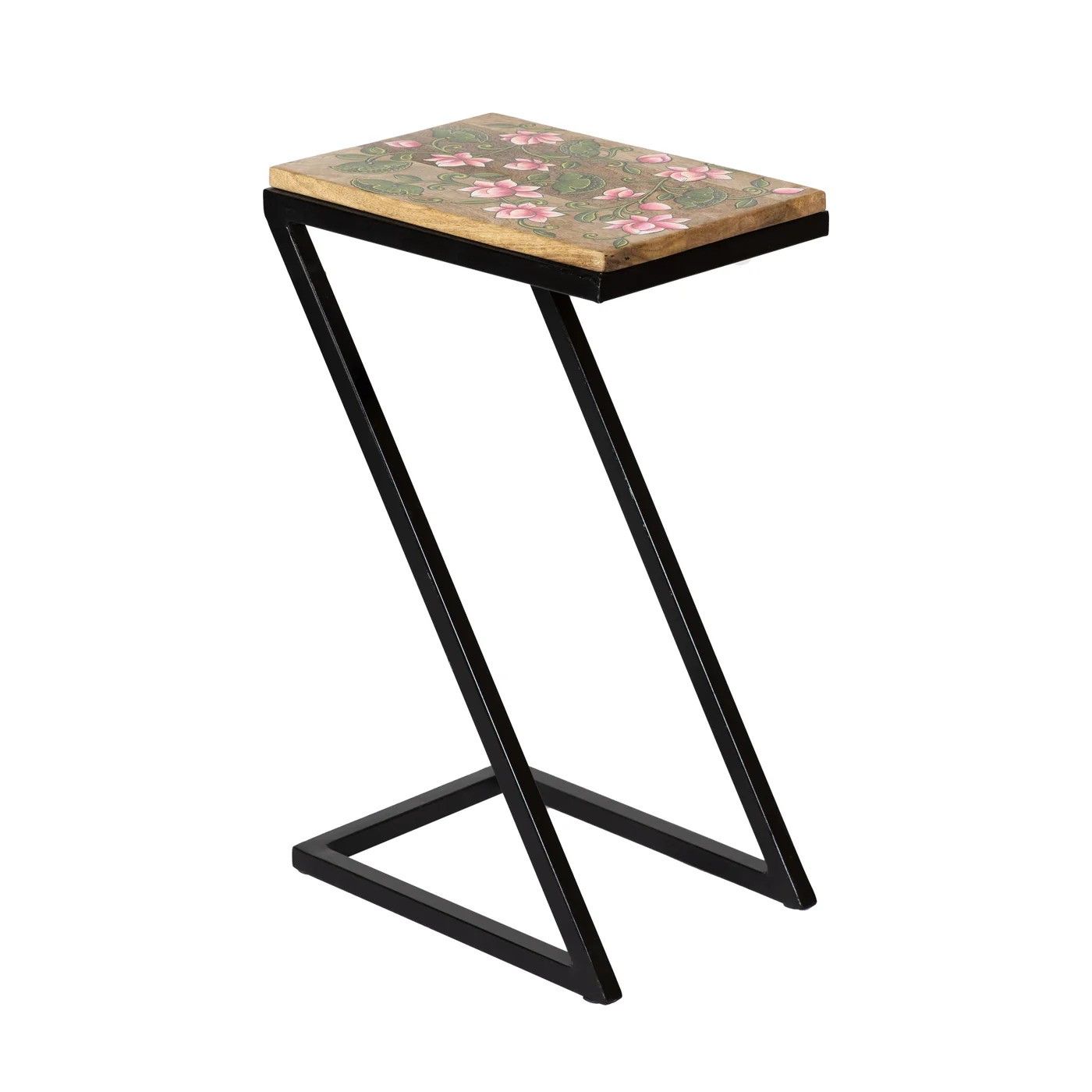 Nesting Table Set Of 2 with Flora Painting On Wooden Top