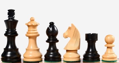 German Knight Chessmen in Ebonised Boxwood - 3" King with 2 Queens Extra 34 Wooden Weighted Chess Pieces Tournament Chess set German Knight Chessmen in Ebonised Boxwood - 3" King with 2 Queens Extra 34 Wooden Weighted Chess Pieces Tournament Chess set
