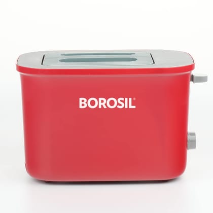 Borosil Electric Pop-Up Toaster with 2 Slice Capacity, 7 Shade Settings, and Removable Crumb Tray - Red