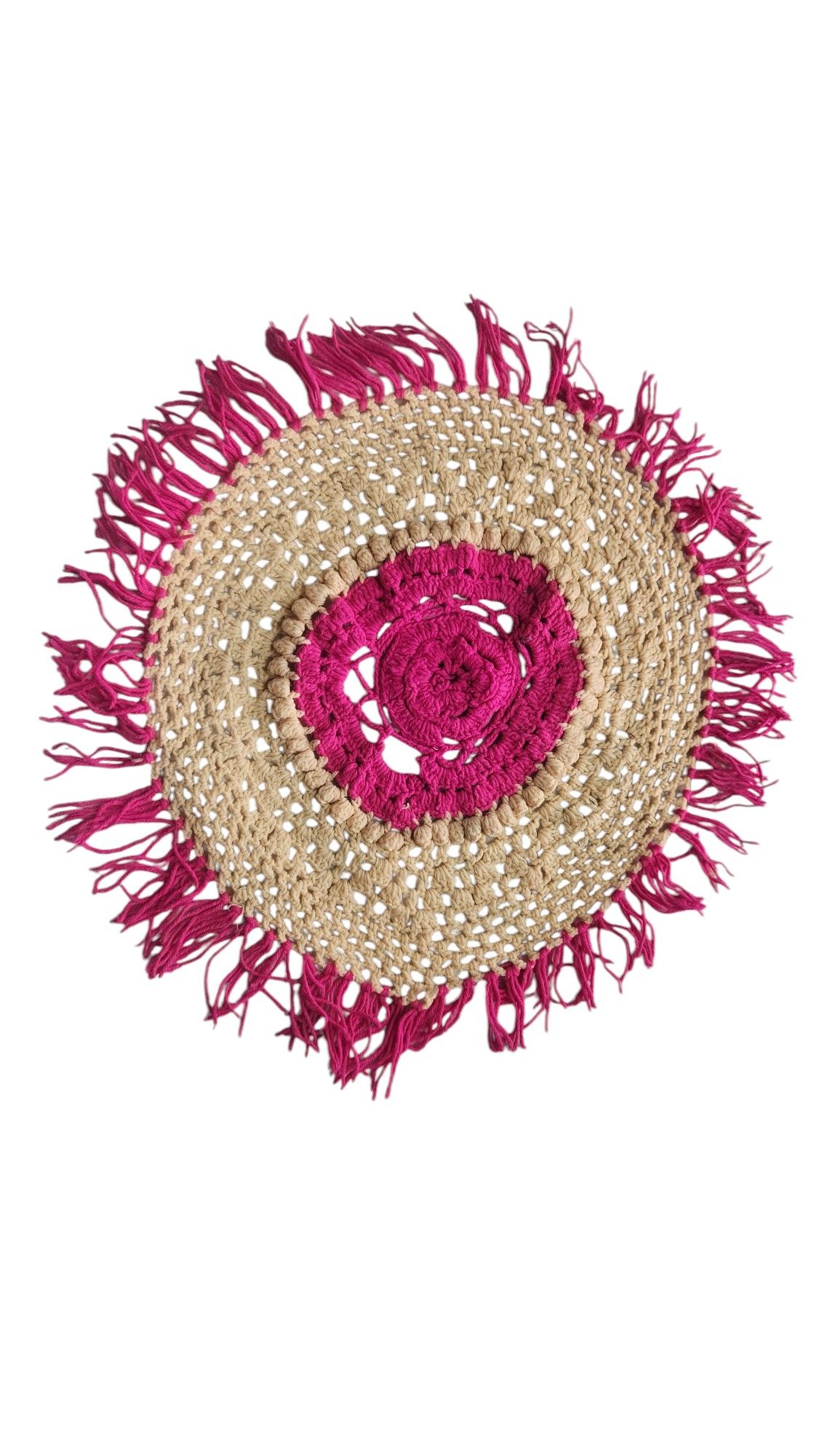 Handmade woolen thalposh/rumal Woolen Dastar - Pink and Cream