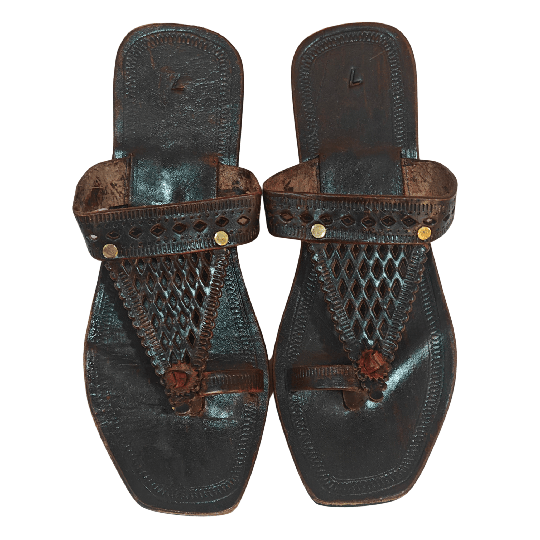 Genuine Leather Kolhapuri Chappal - Hill Jaripuda Black (Female)