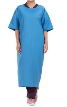 Unisex  Patient Gown Back Open Tie Type Ideal only for Patients Sky Blue Gown Hospital Scrub  (Free Size)