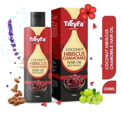Treyfa Coconut Hibiscus chamomile hair oil for hair deep conditioning, hair nourishment and intense hair care (100ml)