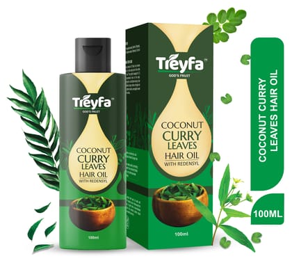 Treyfa Coconut curry leaves hair oil for hair strengthening, hair growth, and naturally black hair(100)