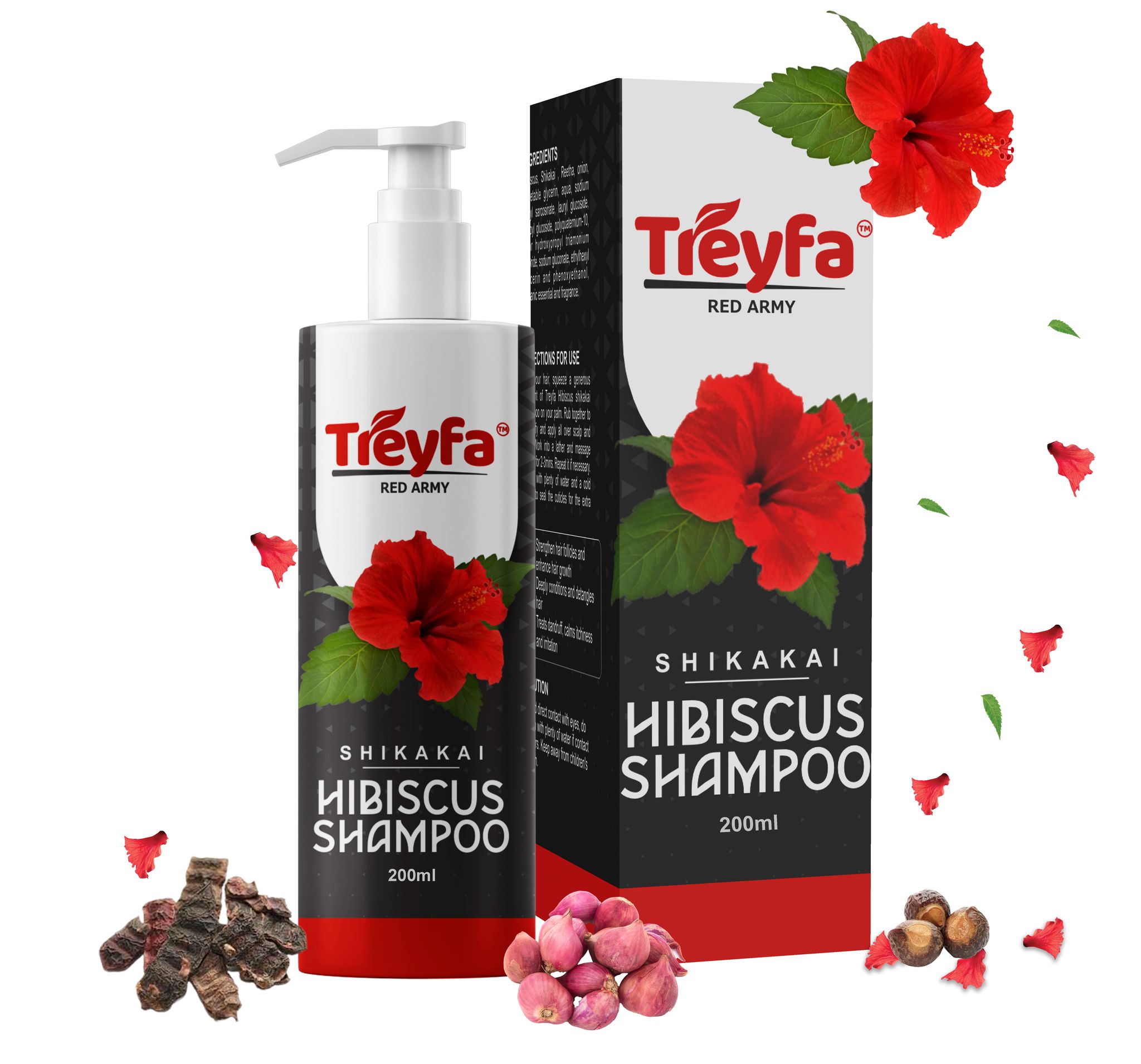 Treyfa Hibiscus shampoo for hair growth & dandruff control (200ml.)