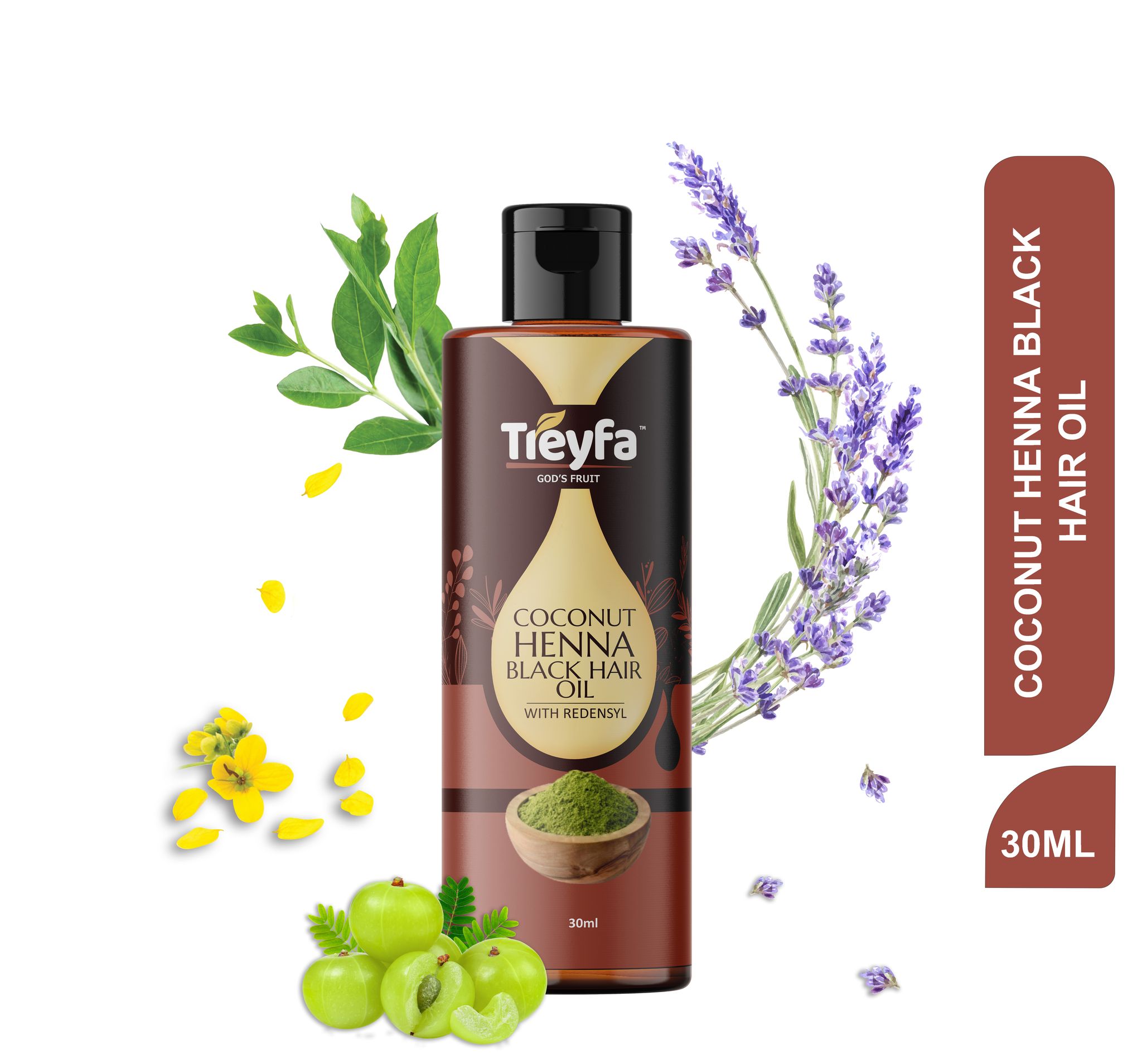 Treyfa coconut henna black hair oil for naturally black & healthy hair(30ml)